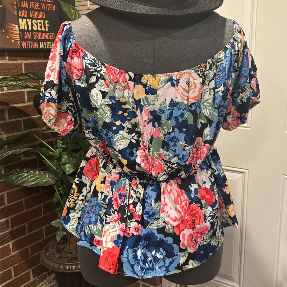 SHEIN Floral Blouse - Navy, Pink, Blue - Picture 3 of 4